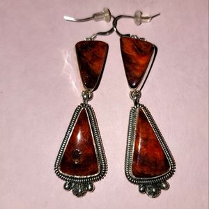 Orange Spiny Oyster Dangle Earrings